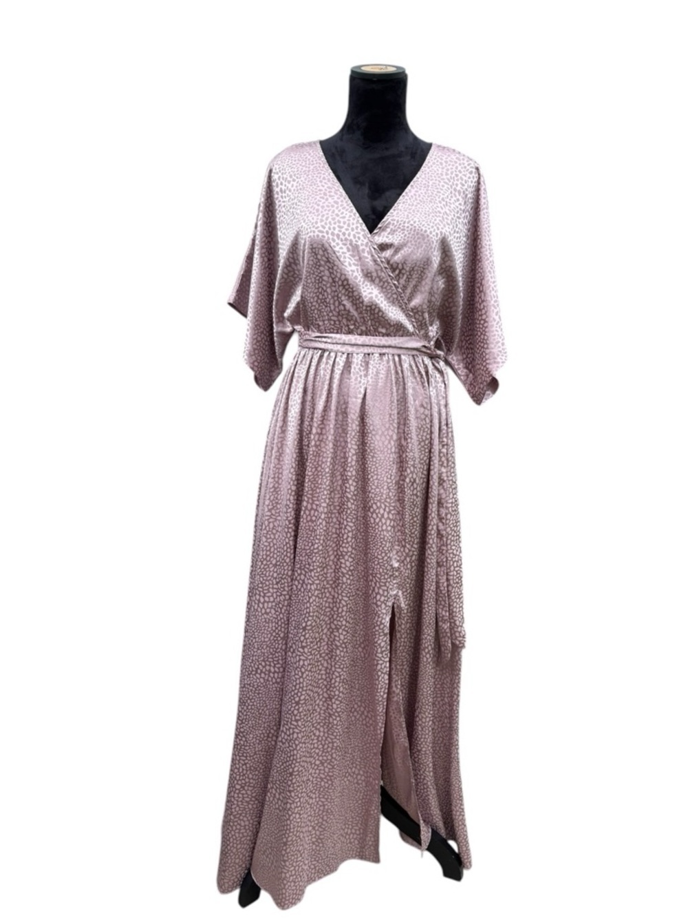 Baltic Born Leopard Jacquard Mauve Wrap Maxi Dress Sz S - Picture 2 of 10